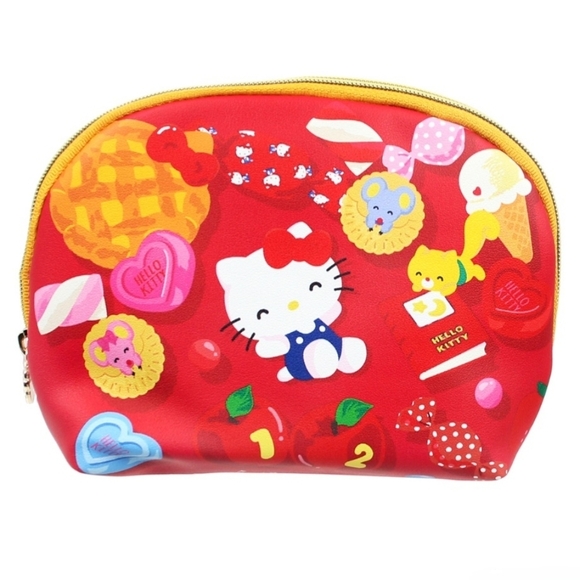 Hello Kitty Apple Pie 50th Anniversary Rounded Zipper Pouch Red - Picture 1 of 7